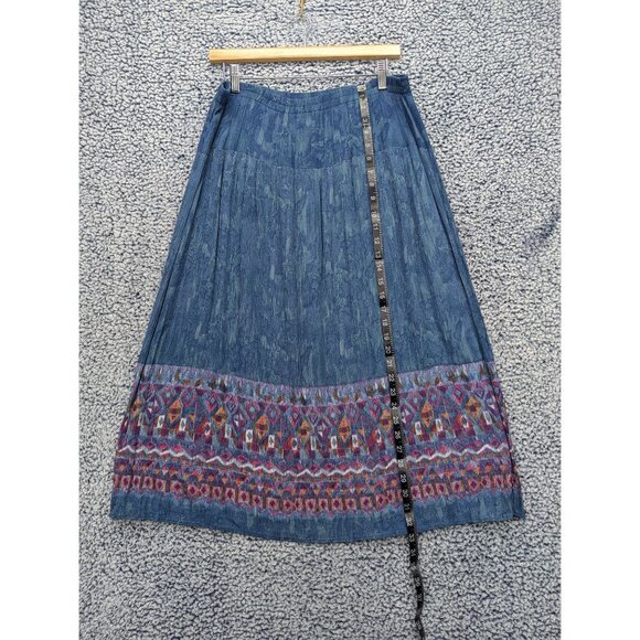 Vintage Carole Little Boho Maxi Skirt Size 12 Western Southwestern Country Blue - Picture 8 of 10